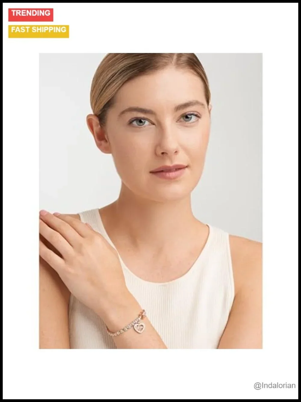 14K Rose Gold Plated Bronze Diamond Accent Mom Charm Bracelet 7.25in